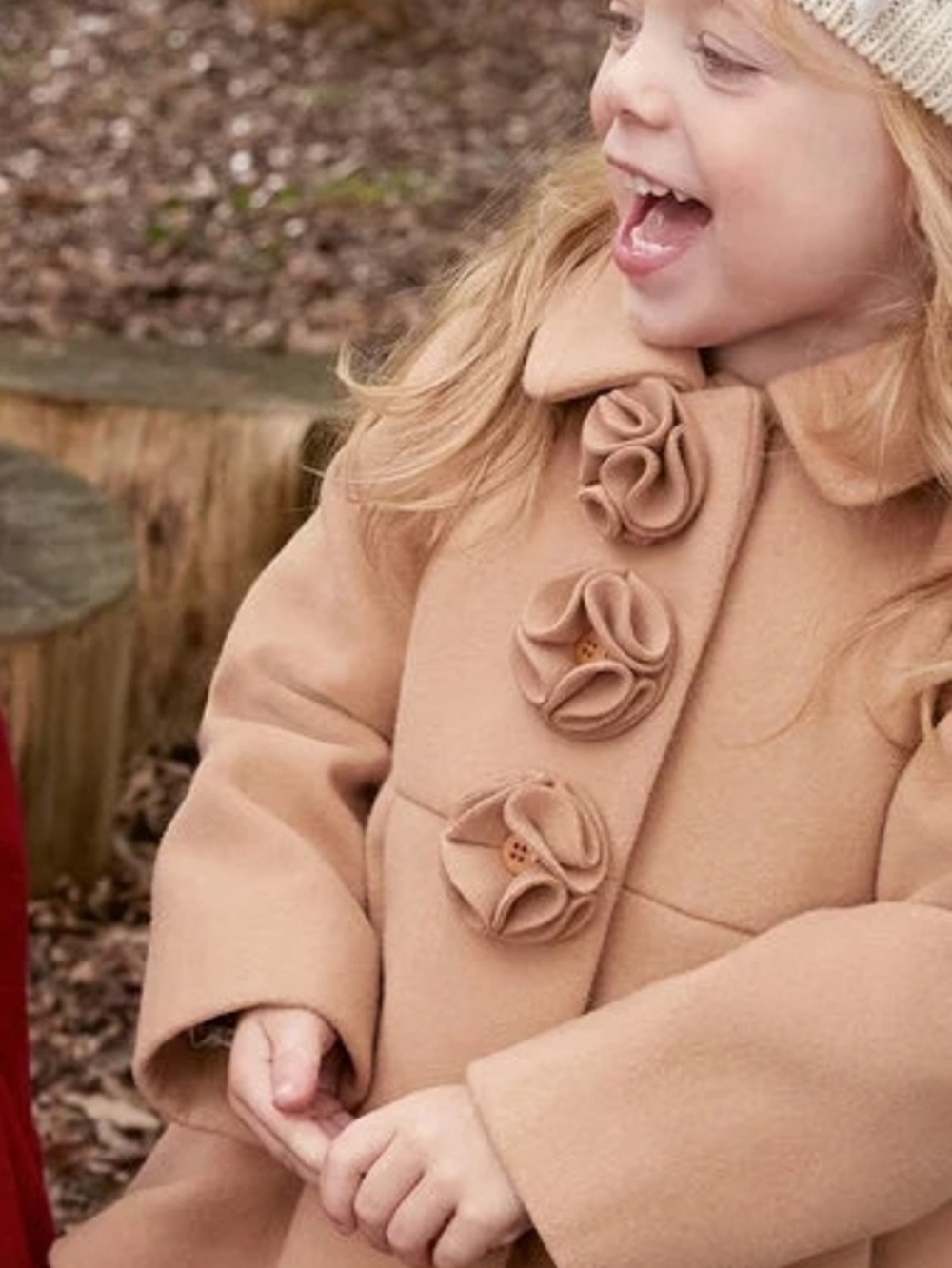 Monsoon Baby Corsage Hooded Swing Coat Camel Size 3 To 6 Months